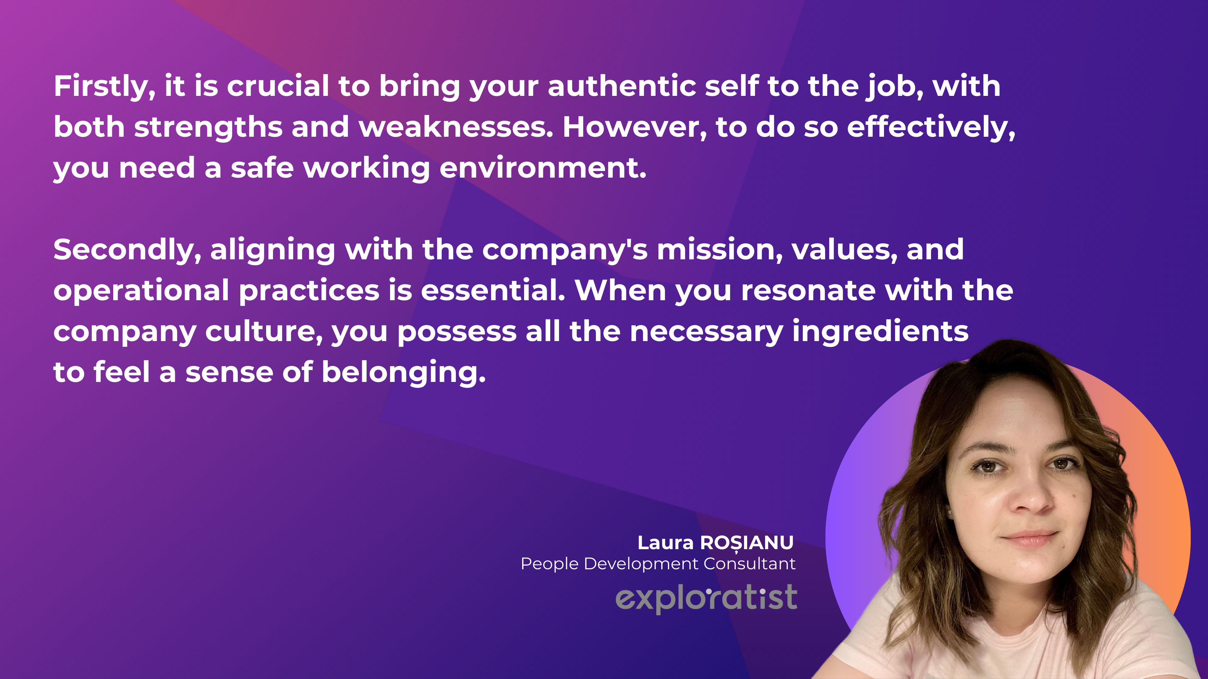 This is a quote from Laura about belonging in the workplace.