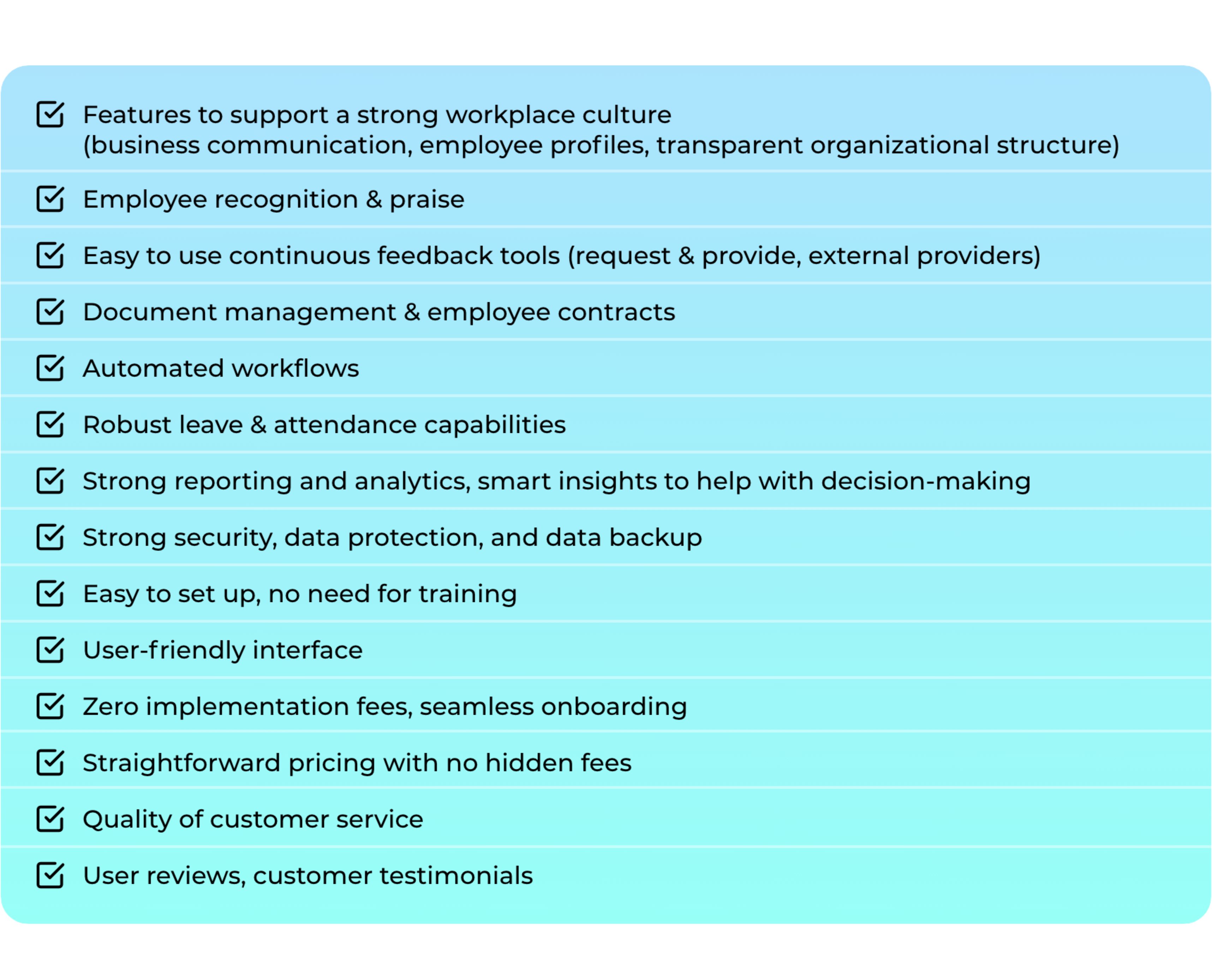 Criteria for evaluating HR tech